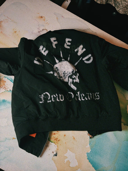 Defend Vintage Bomber – Embroidered Skull