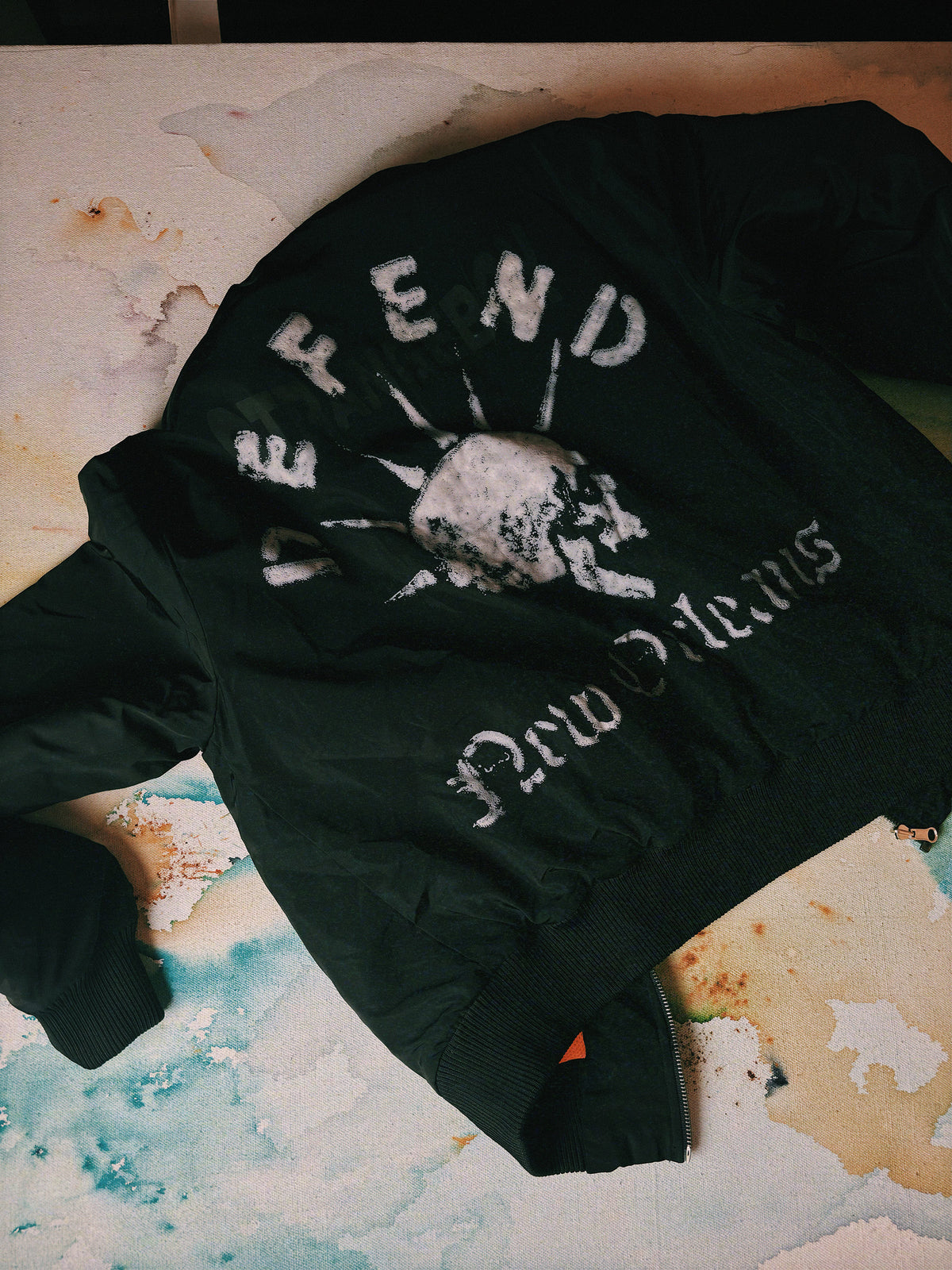 Defend Vintage Bomber – Embroidered Skull