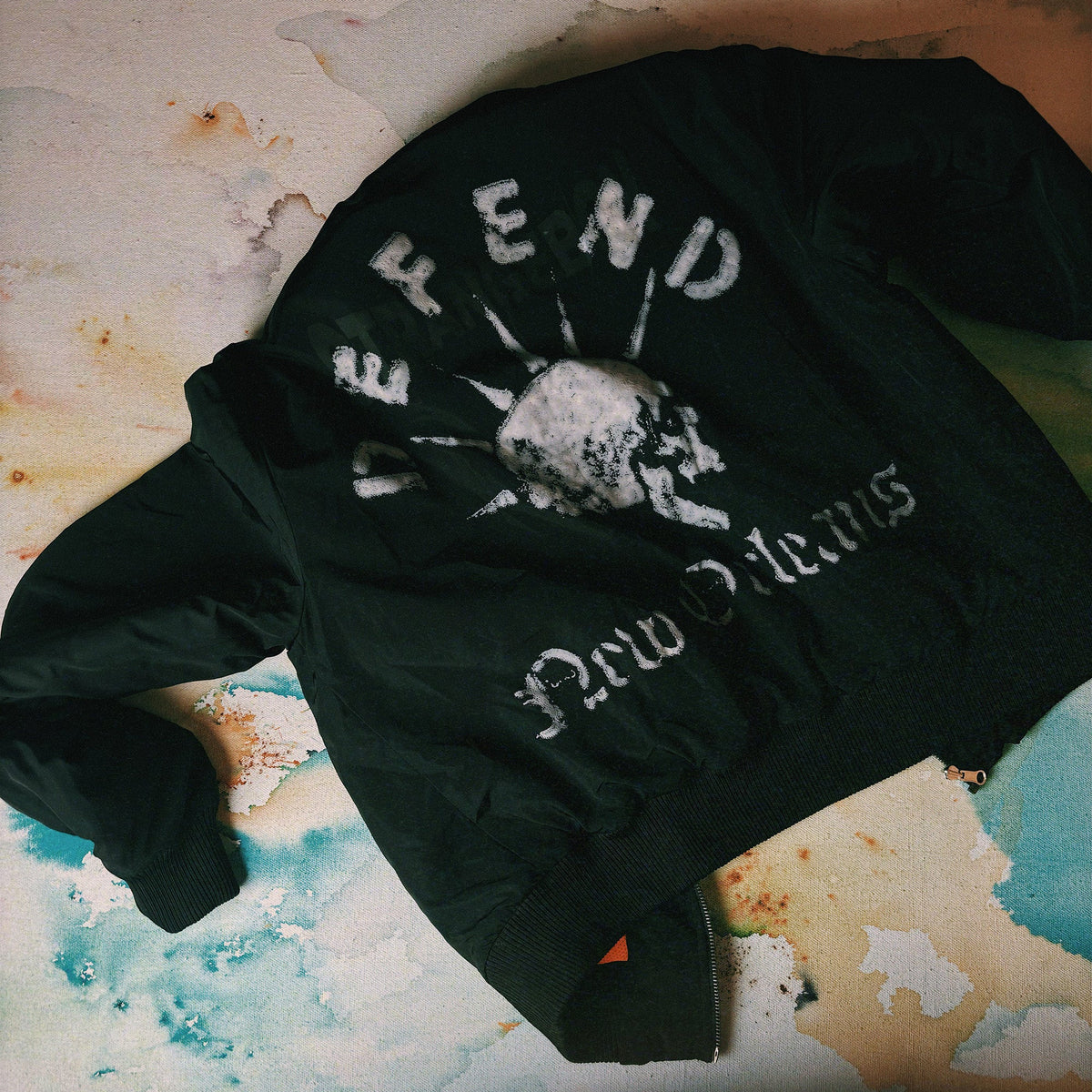 Defend Vintage Bomber – Embroidered Skull